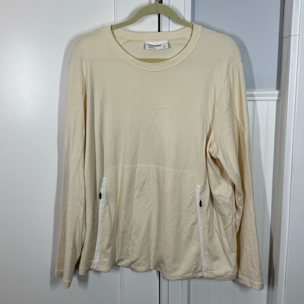 Icebreaker Cream Off-White Pullover Sweater Long Sleeve Top layering size xl